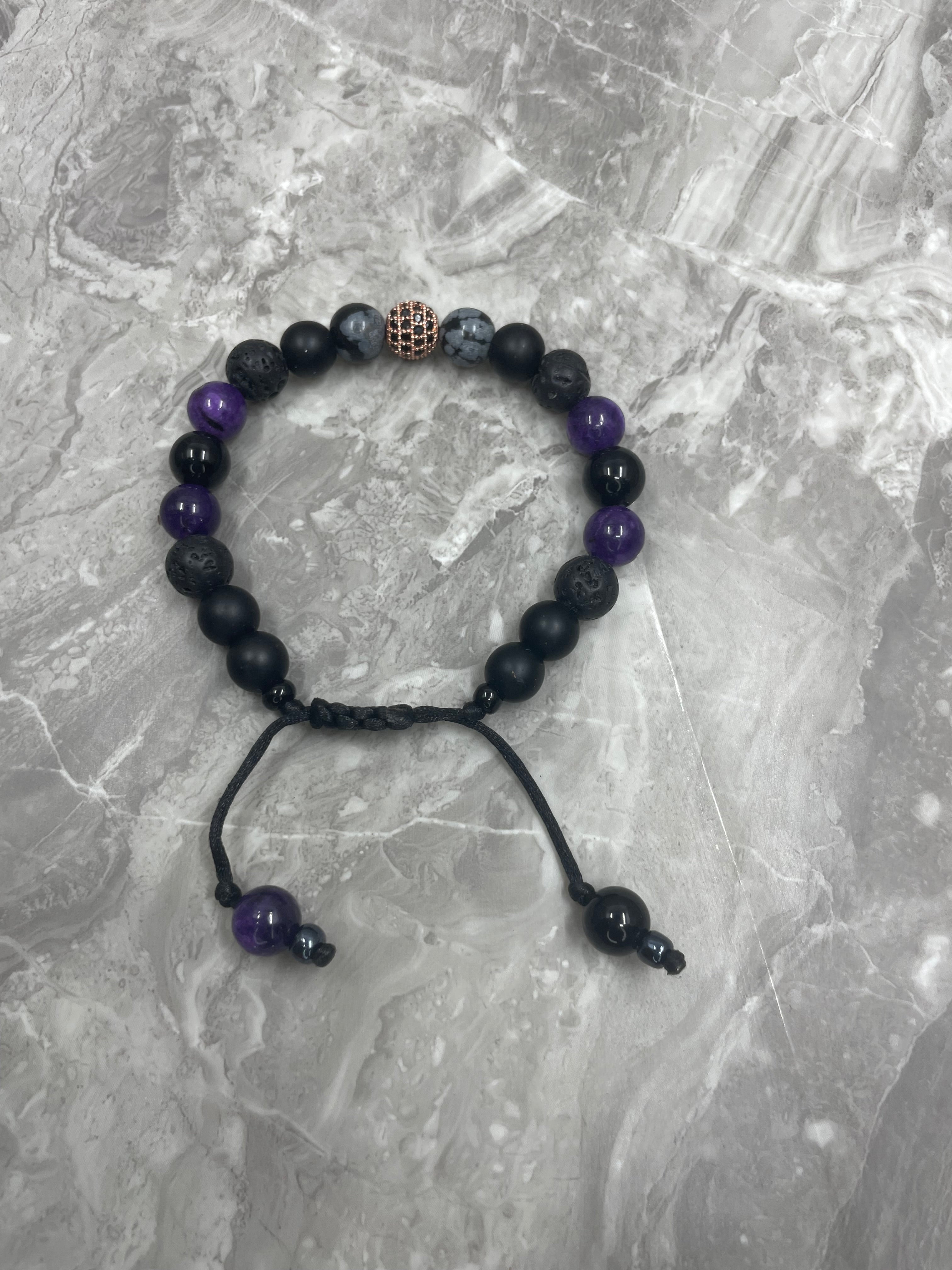 Amethyst With Snow Flakes Stone Bracelet
