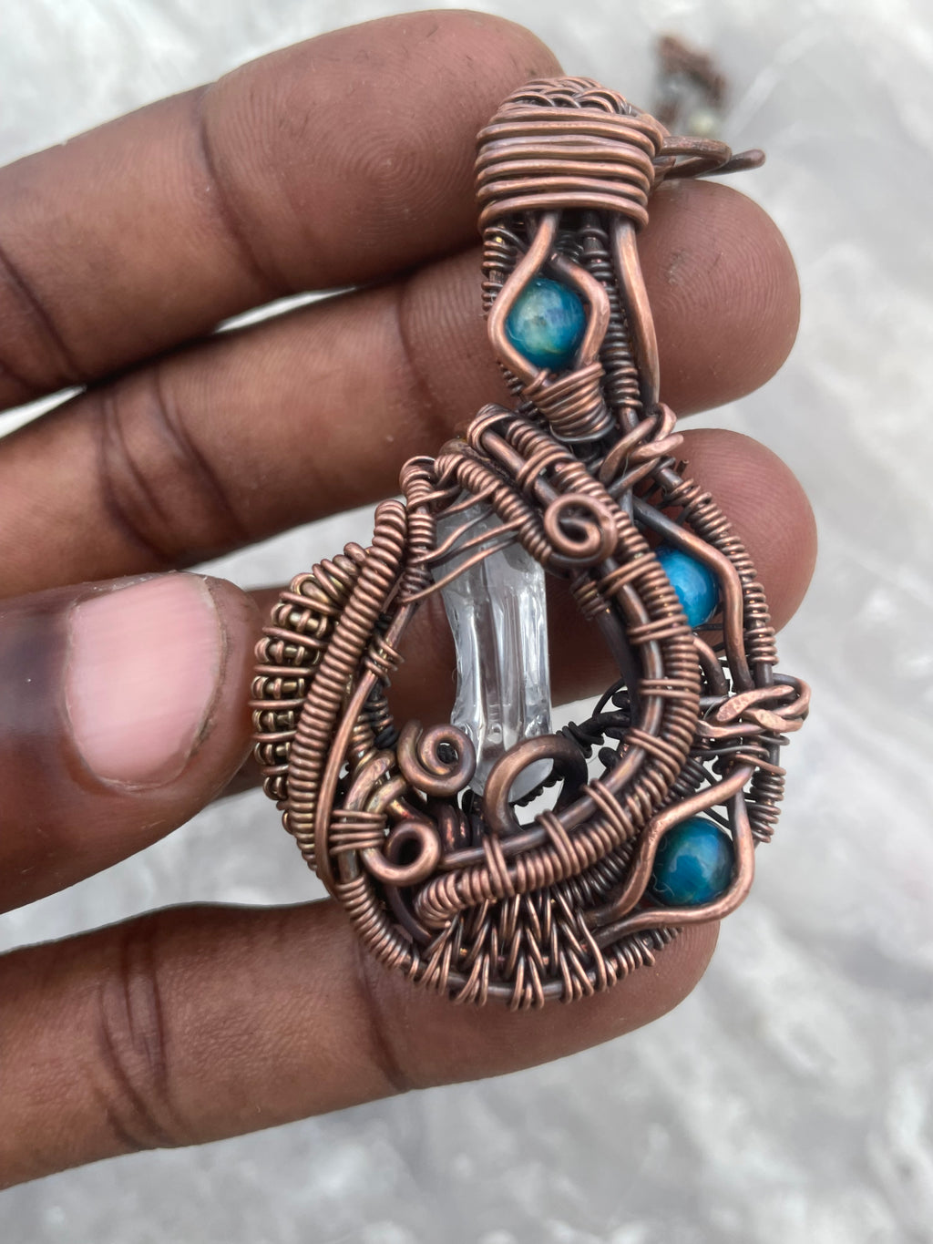 Clear Quartz with blue tiger eyes