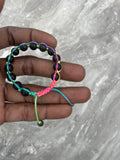 Black Onyx With Multicolor Cord Beaded Bracelet