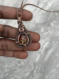 Copper Wire-Wrapped Flame Red And Yellow Agate Necklace
