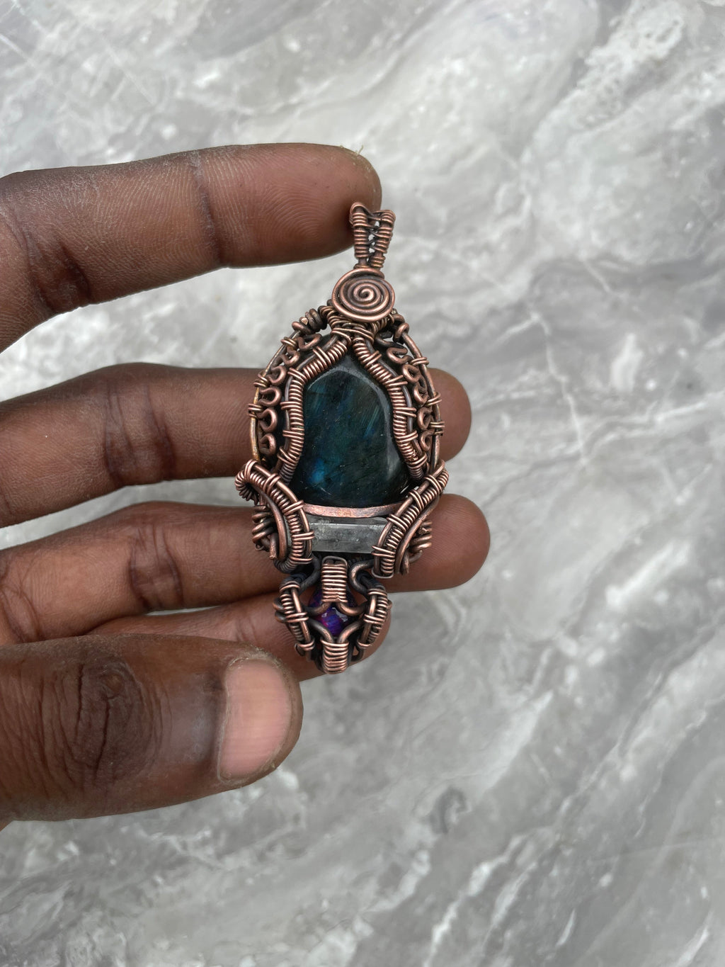 Labradorite, Clear Quartz And Purple Tiger Eye