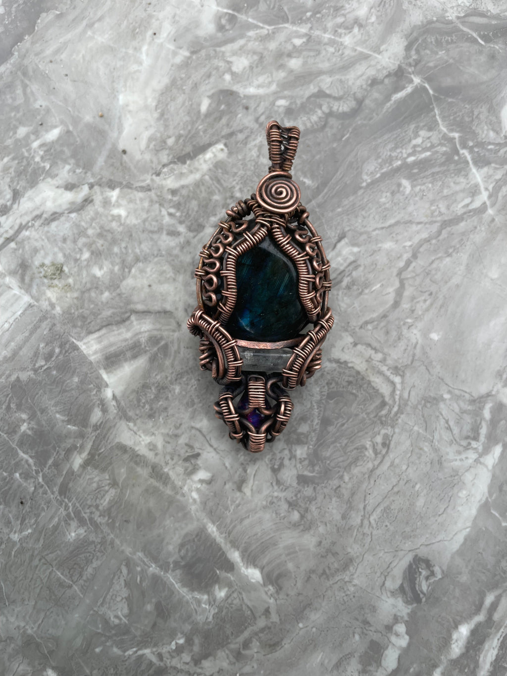 Labradorite, Clear Quartz And Purple Tiger Eye