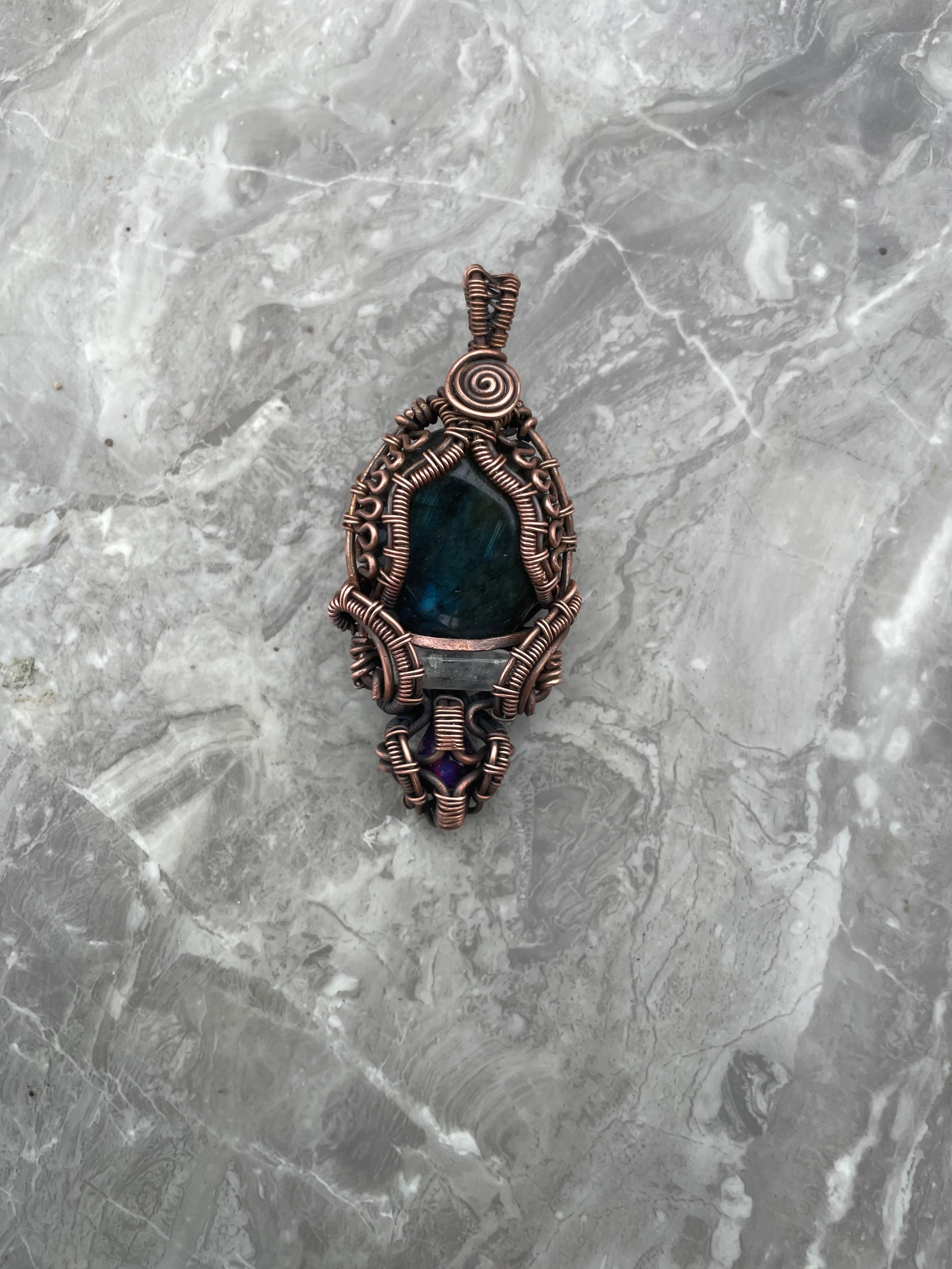 Labradorite, Clear Quartz And Purple Tiger Eye
