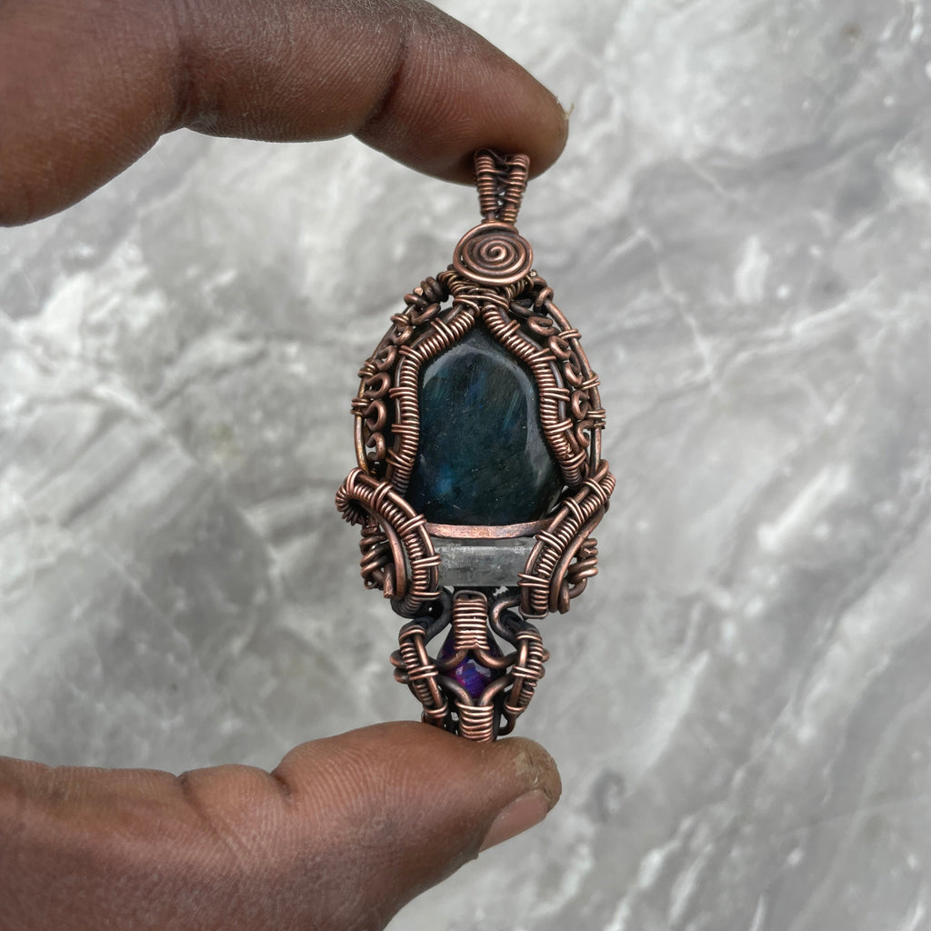 Labradorite, Clear Quartz And Purple Tiger Eye