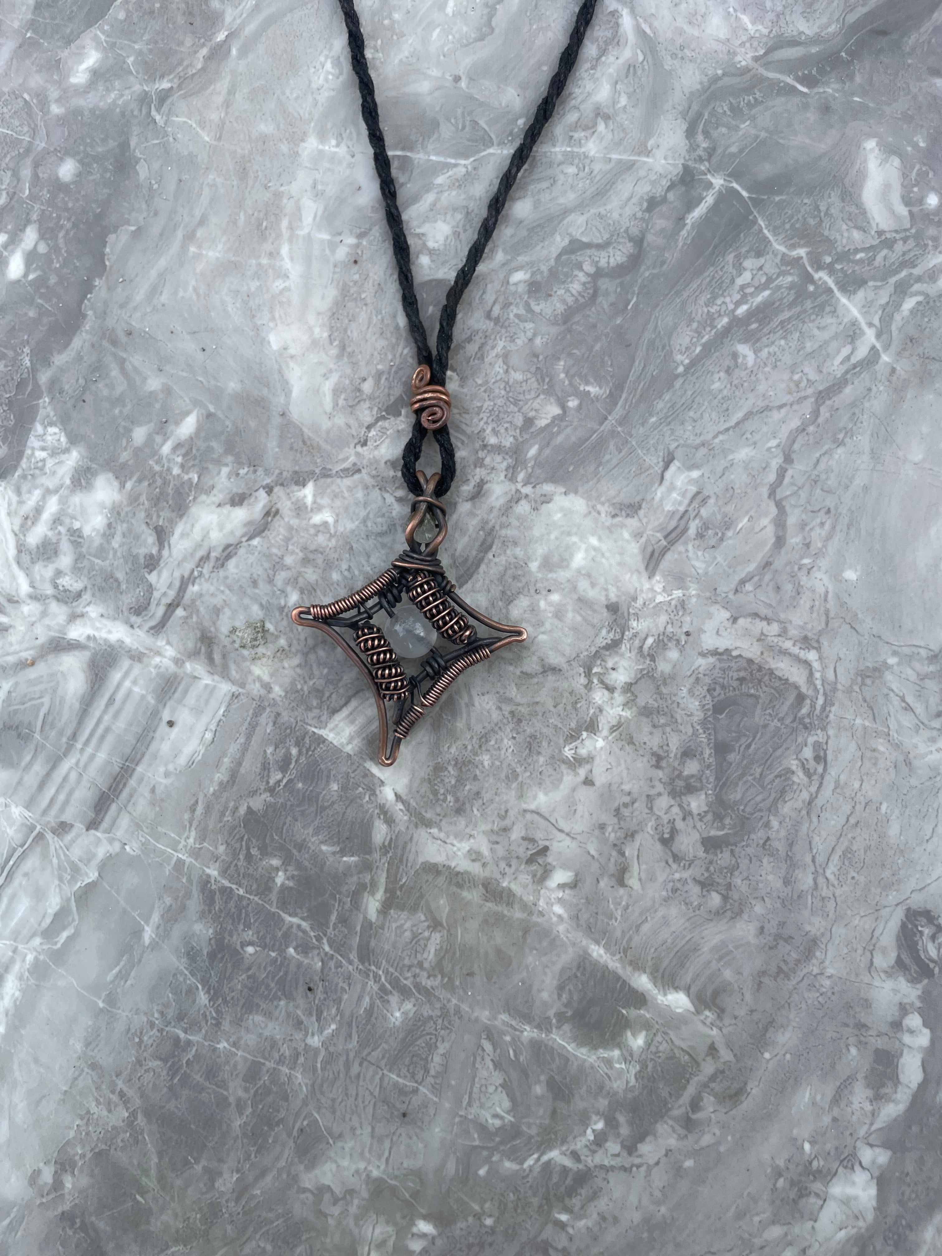 Moonstone Copper Wire- Wrapped Necklace