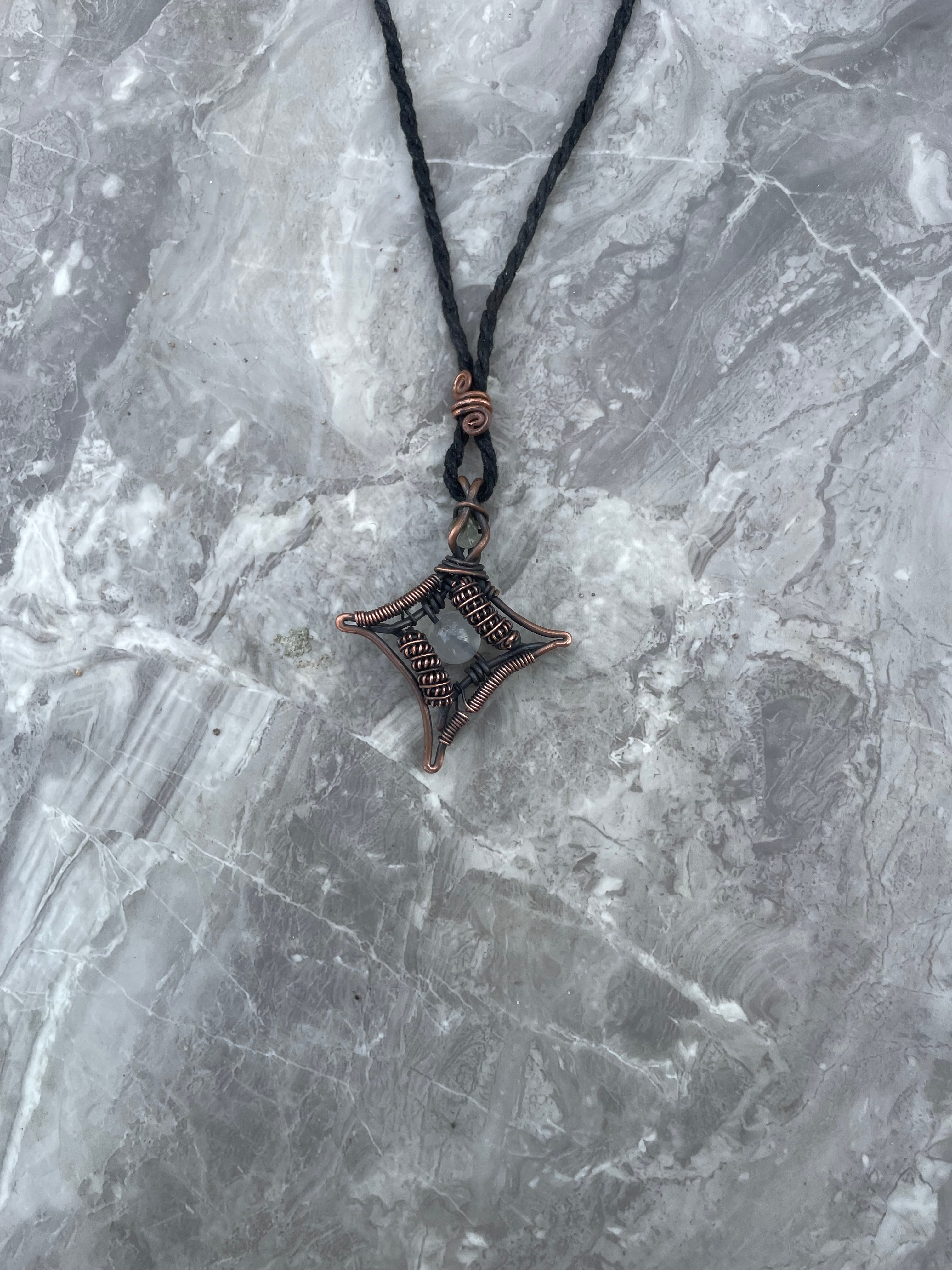 Moonstone Copper Wire- Wrapped Necklace