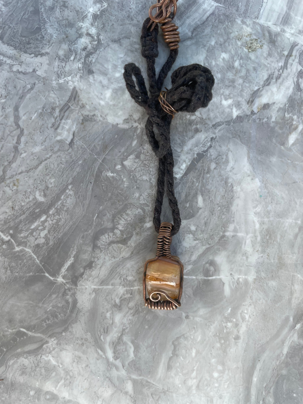 Yellow Lace Agate Copper Necklace