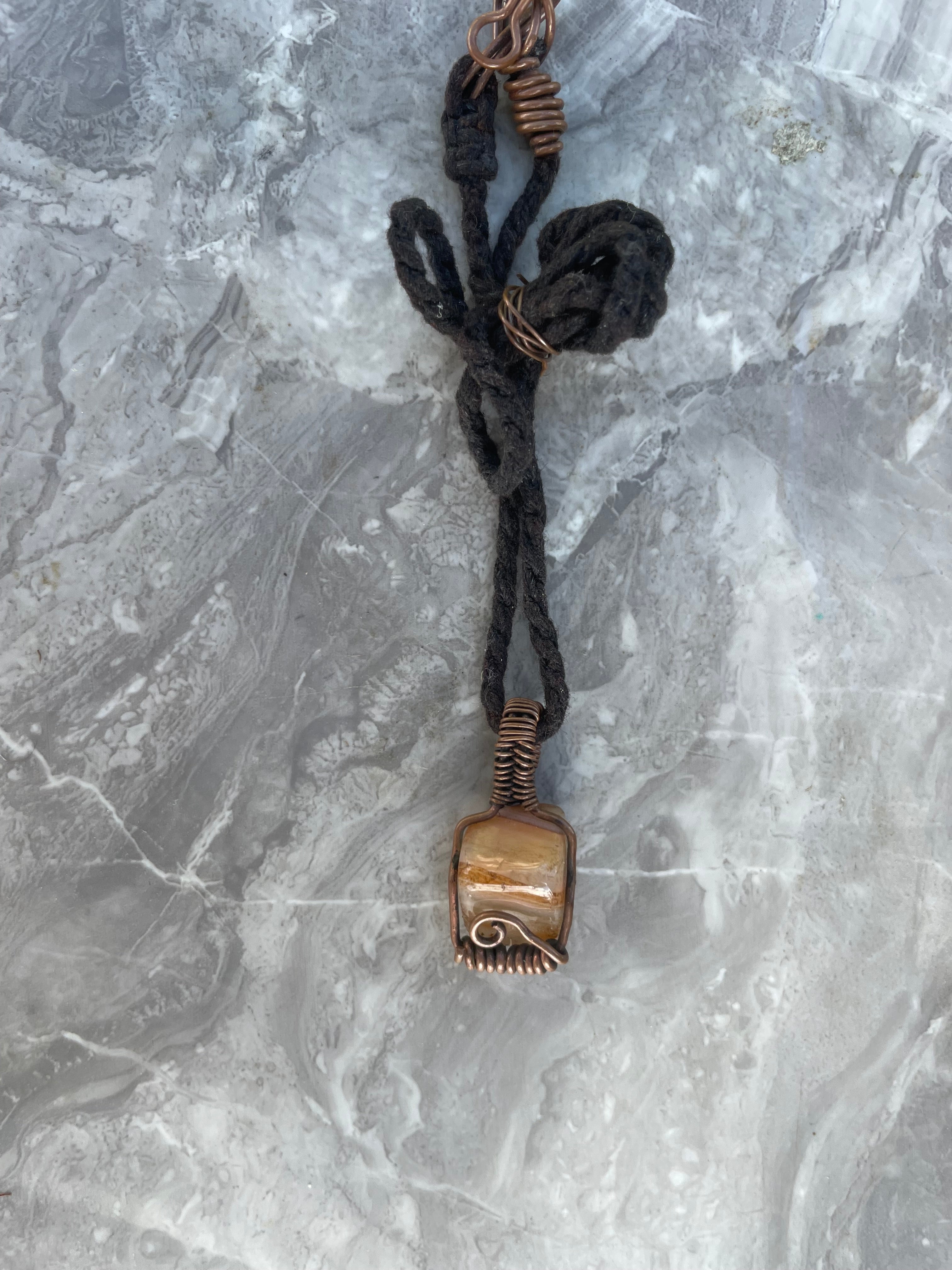 Yellow Lace Agate Copper Necklace