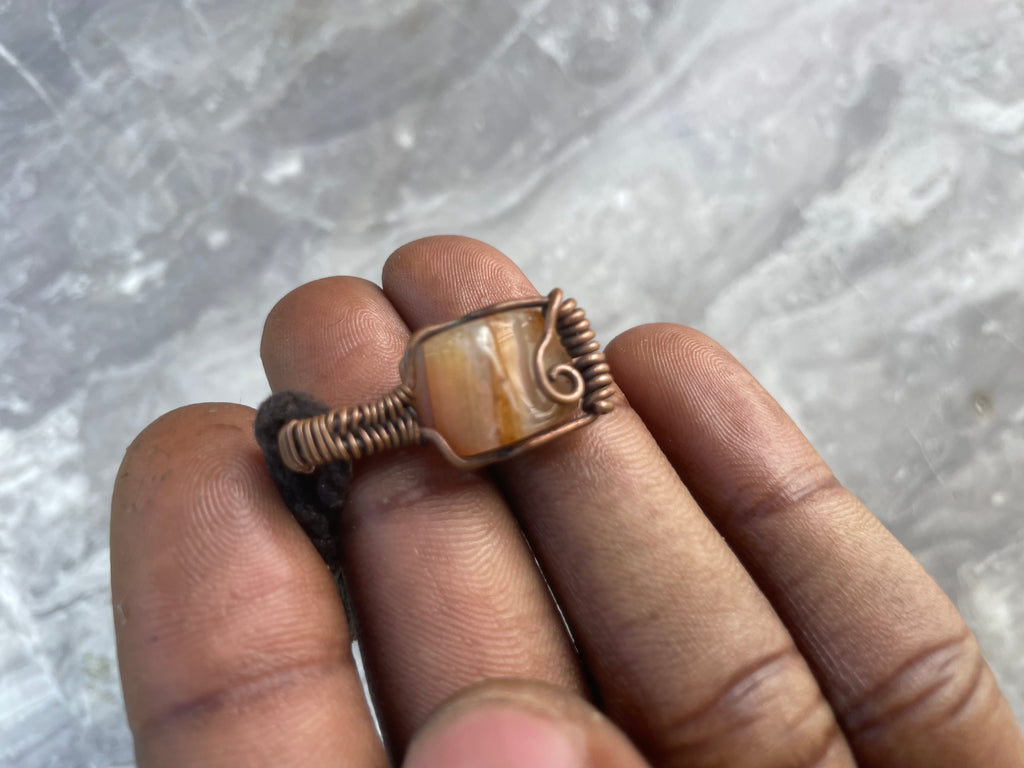 Yellow Lace Agate Copper Necklace