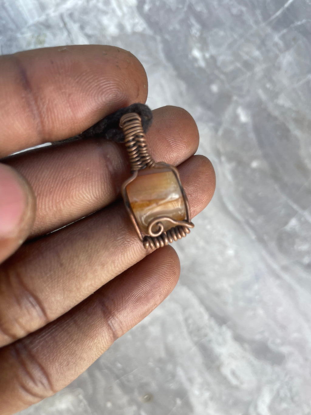 Yellow Lace Agate Copper Necklace