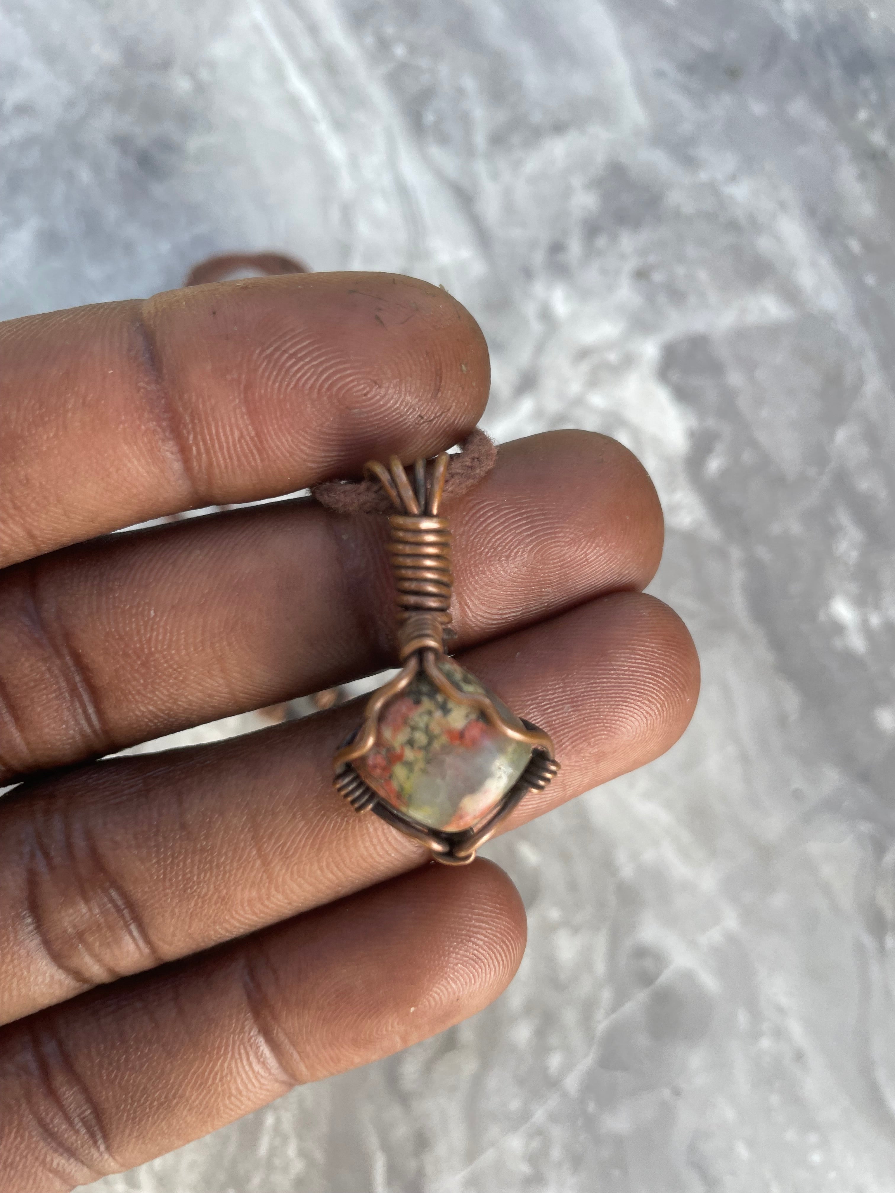 Unakite Jasper Copper Necklace