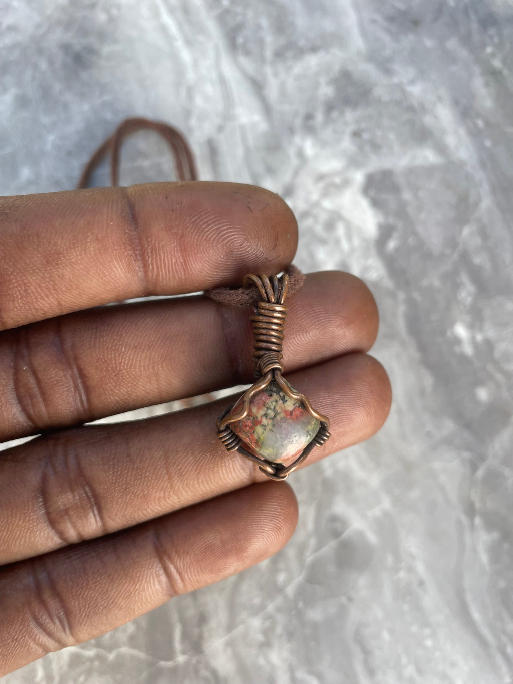 Unakite Jasper Copper Necklace