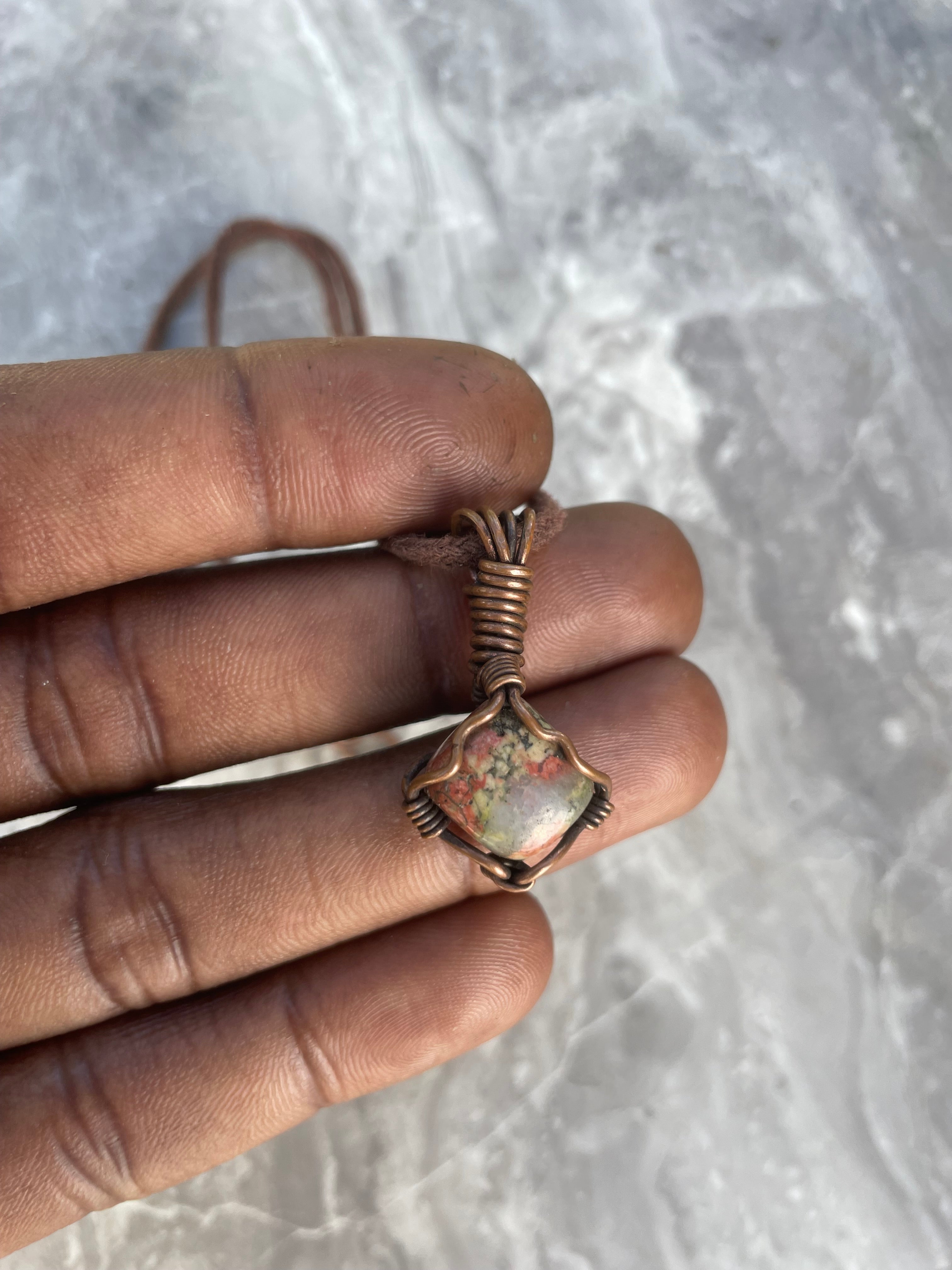 Unakite Jasper Copper Necklace