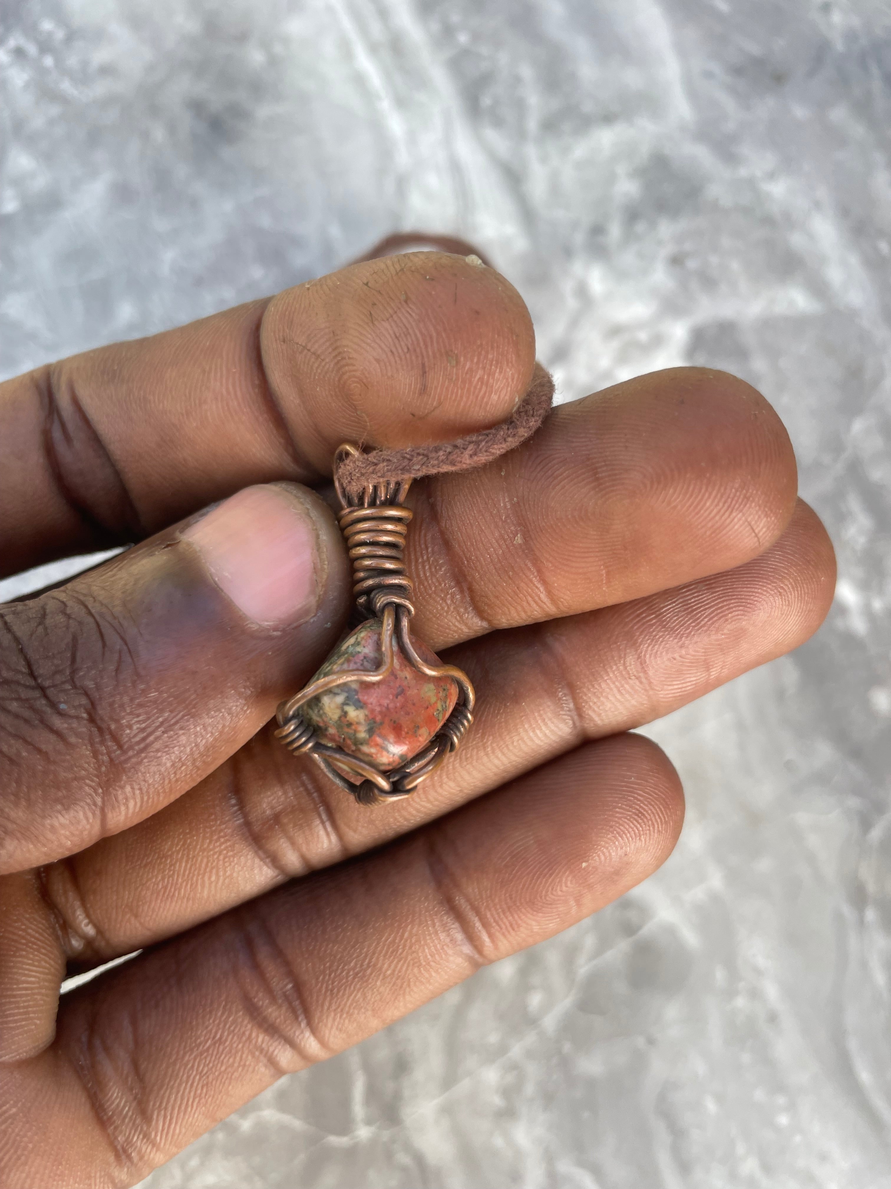 Unakite Jasper Copper Necklace