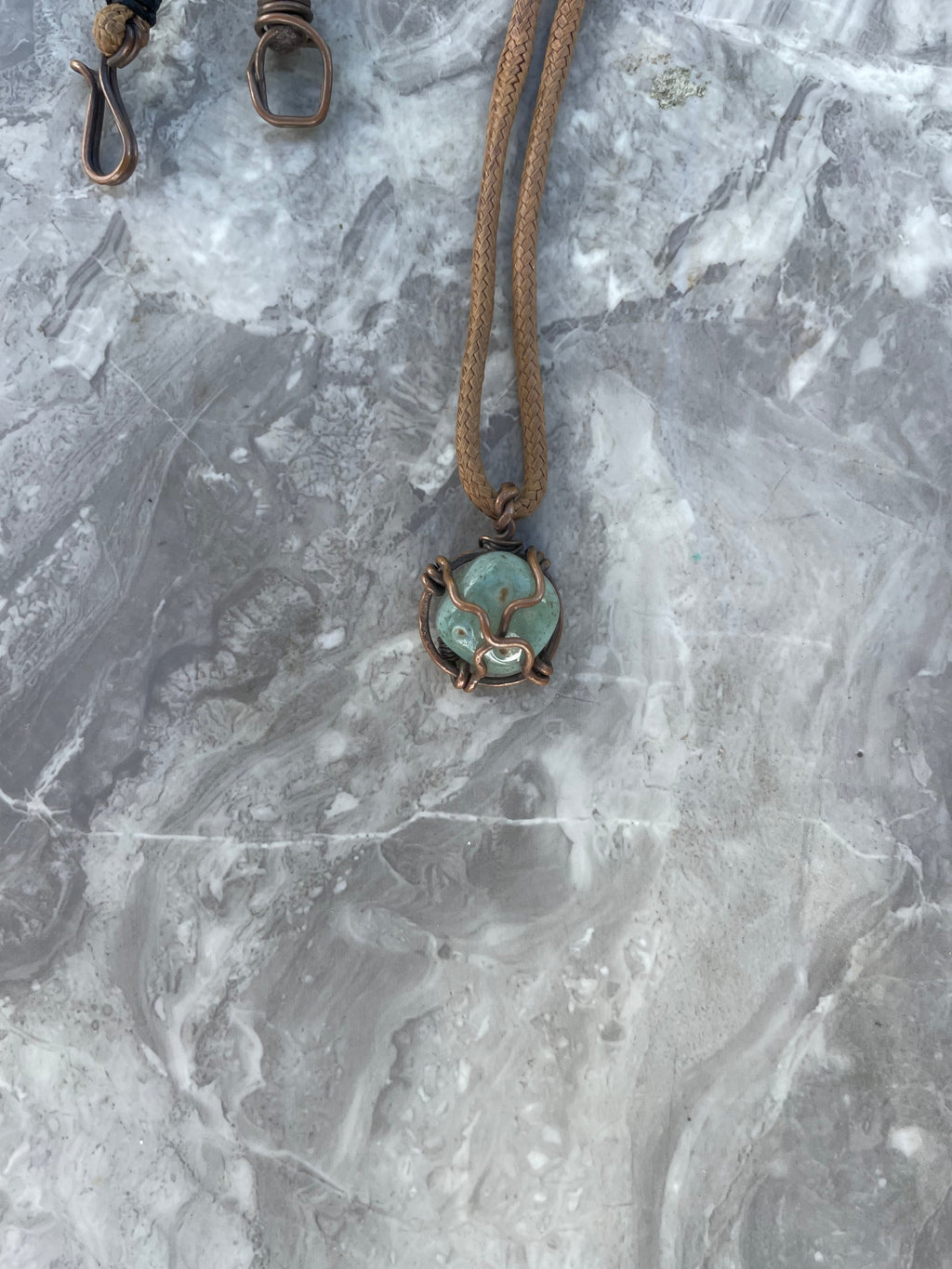 Green Agate Copper Wire-Wrapped Necklace