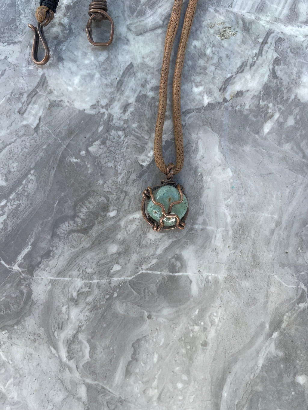 Green Agate Copper Wire-Wrapped Necklace