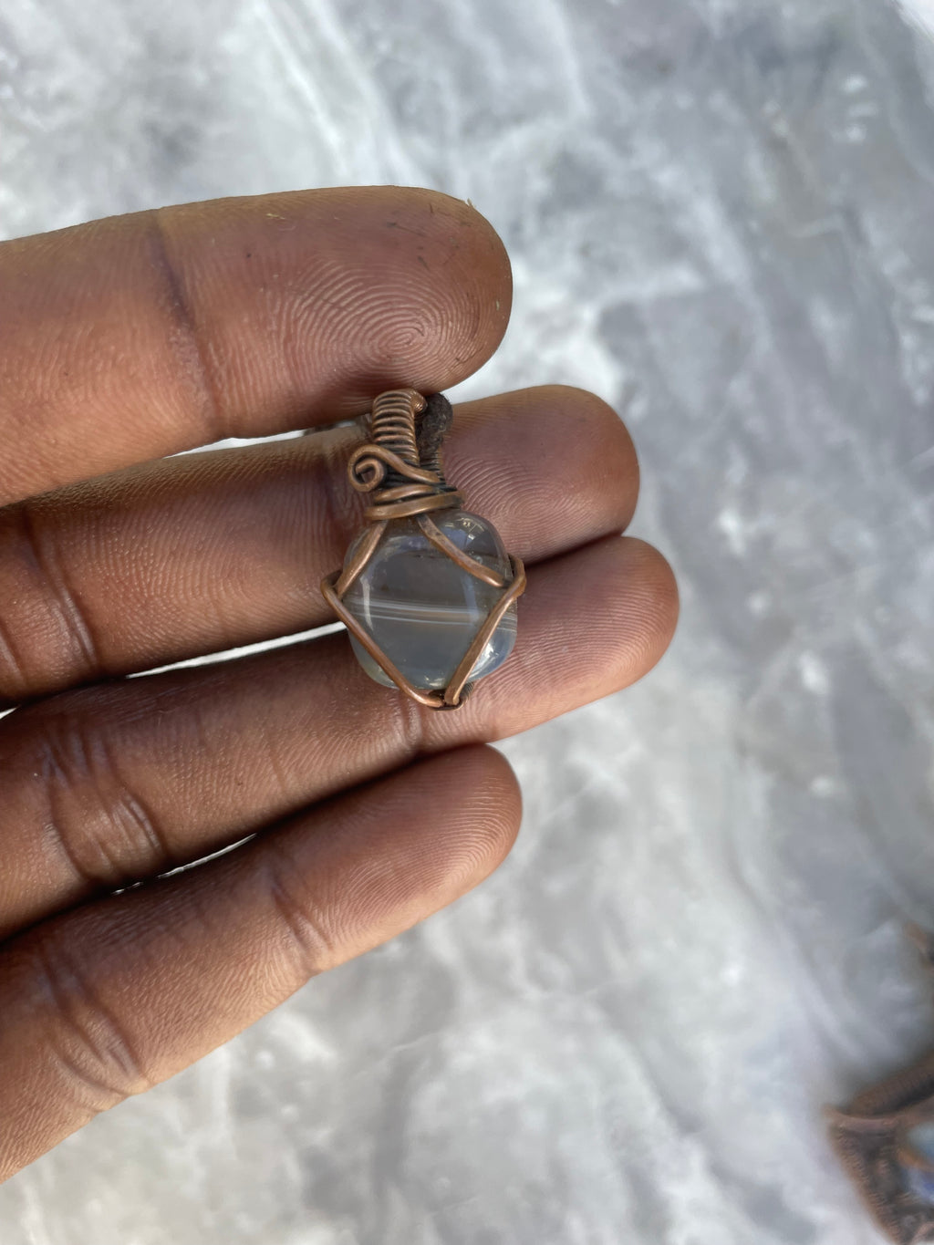 Blue Lace Agate Copper Necklace