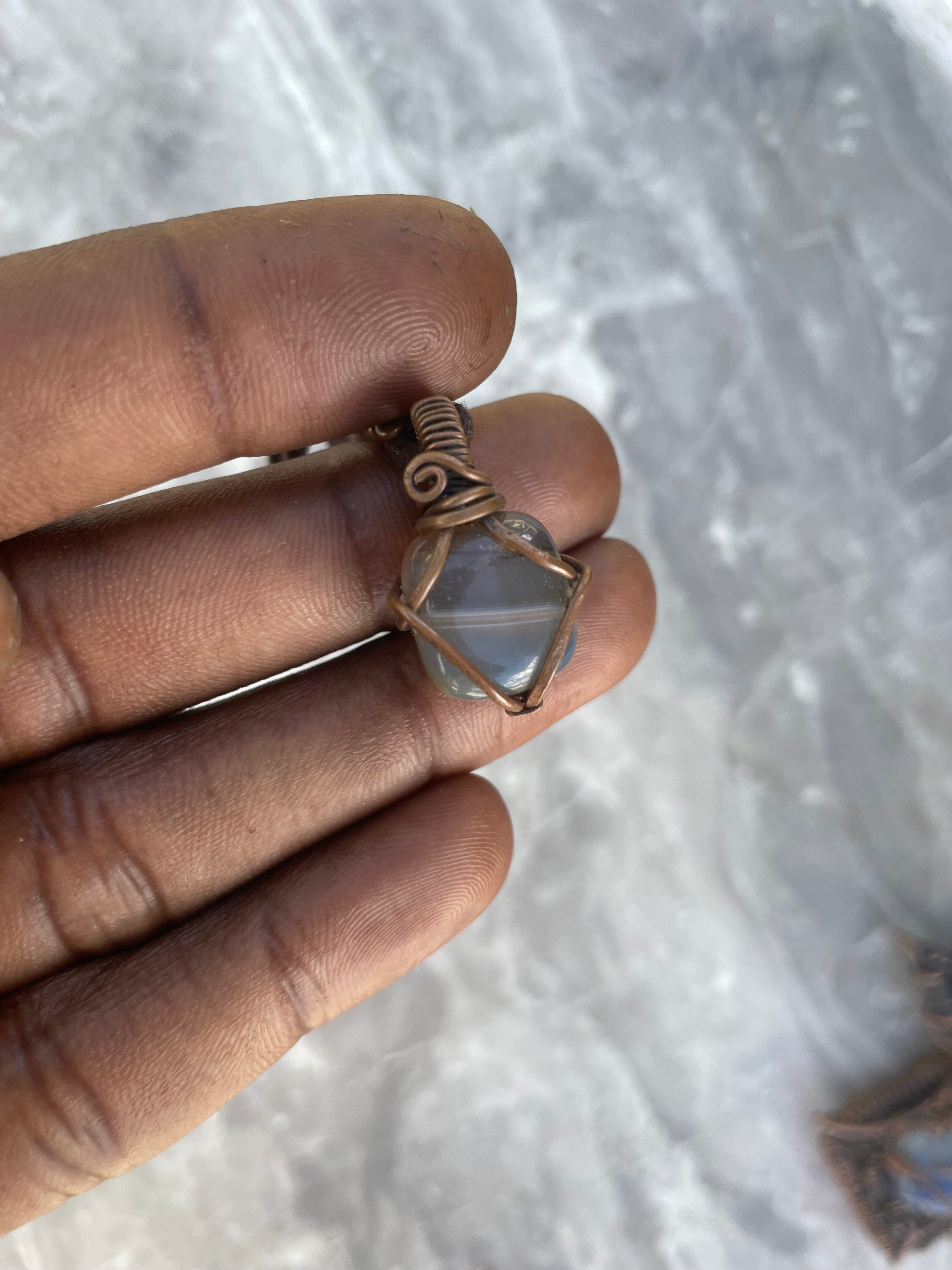 Blue Lace Agate Copper Necklace