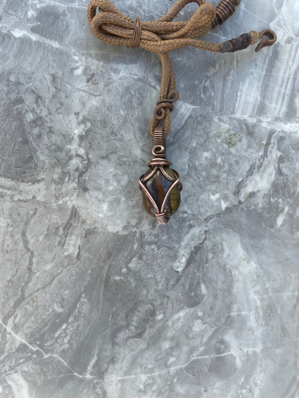 Tiger Eye Copper Wire- Wrapped Necklace