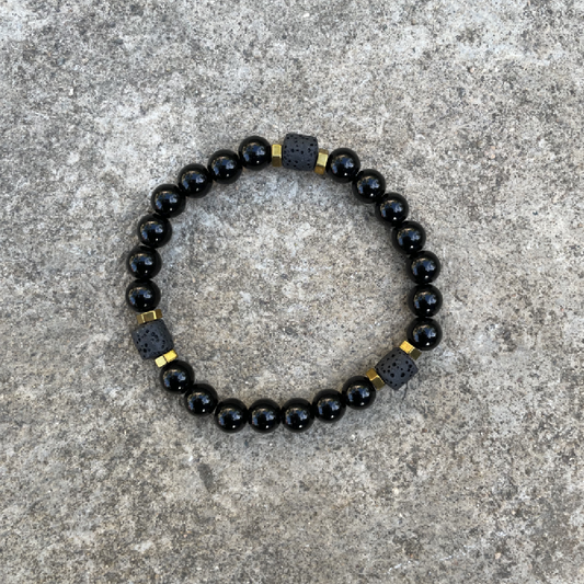 Black Onyx & Lava Stone Bracelet