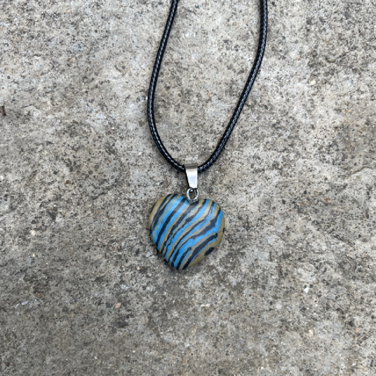 Blue Calsilica Heart-shaped Necklace