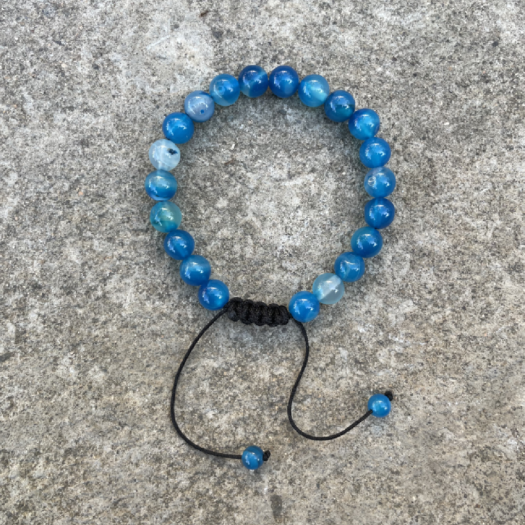 Blue Agate Stone Adjustable Bracelet