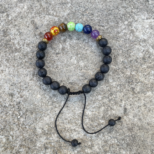 7 Chakra Adjustable Lava Stone Bracelet