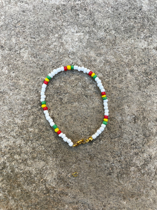 White Rasta Sml Bead Bracelet